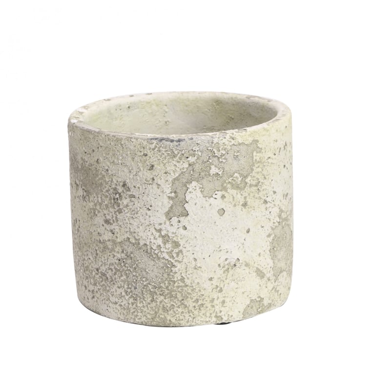 Rustic Round Cement Flower Pot 11cm - Handcrafted Home Decor Planter for Indoor/Outdoor Use