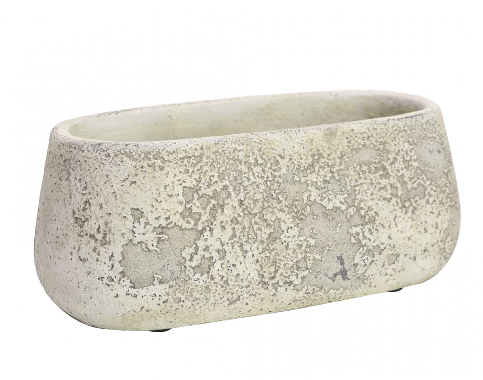 Rustic Trough Cement Flower Pot 10cm - Durable Garden Decoration and Planter for Outdoor Use
