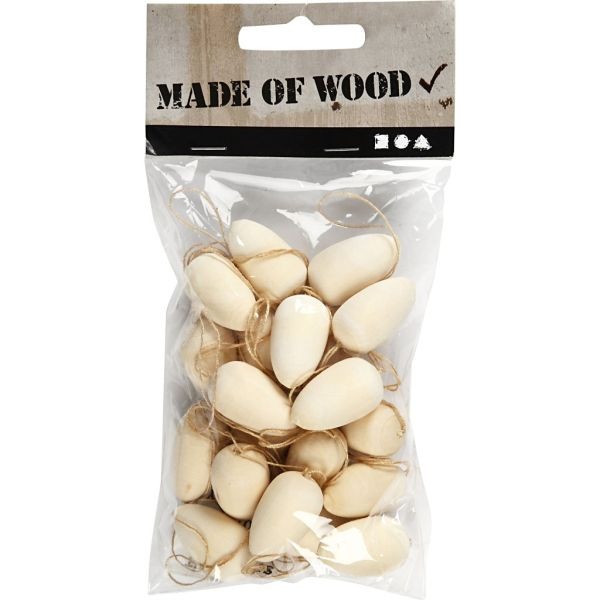 20 Piece Mixed Wood Mini Eggs Toy Set - Small Wooden Decorative Eggs for Home and Office Decoration