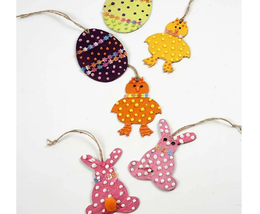 Easter Hanging Decorations Set - 6 Pcs, 10cm High, Perfect Home and Garden Easter Decoration