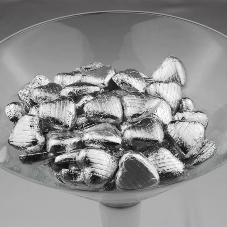 Silver Foil Chocolate Hearts - 1kg Luxury Candy Decorations and Wedding Favors