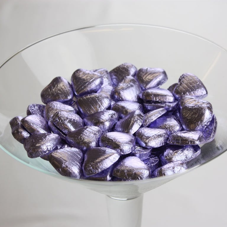 Lilac Foil Chocolate Hearts - 1kg Gourmet Treats for Valentine s Day or Any Occasion
