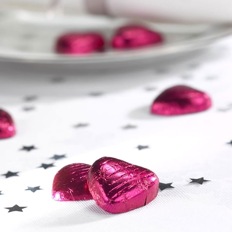 Hot Pink Foil Chocolate Hearts - 1kg Pack of Valentine s Day Treats