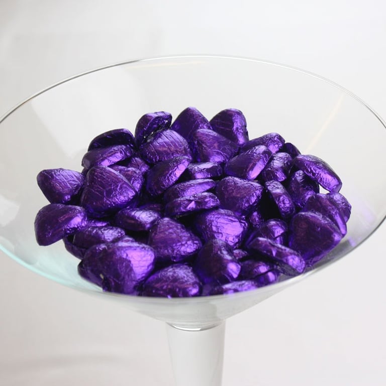 Purple Foil Chocolate Hearts - 1kg Sweet Valentine s Day Treats Gift Box