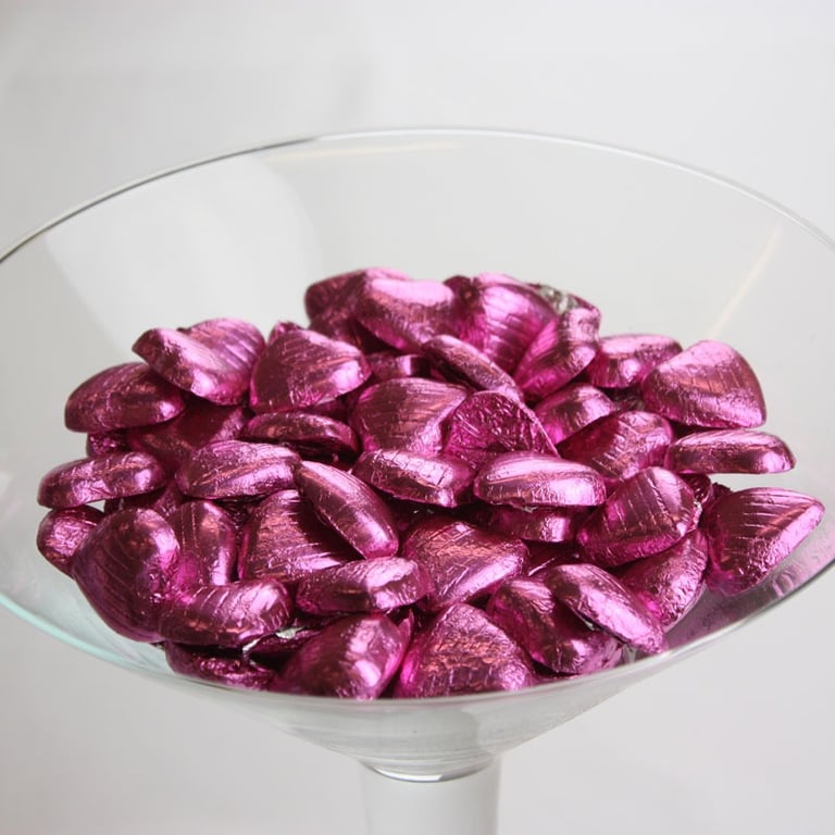 1kg Pink Foil Chocolate Hearts - Sweet Valentine s Day Treats Candy Decoration