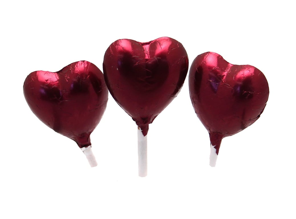 Burgundy Foil Chocolate Heart Lollipop - Sweet Treat Party Favor