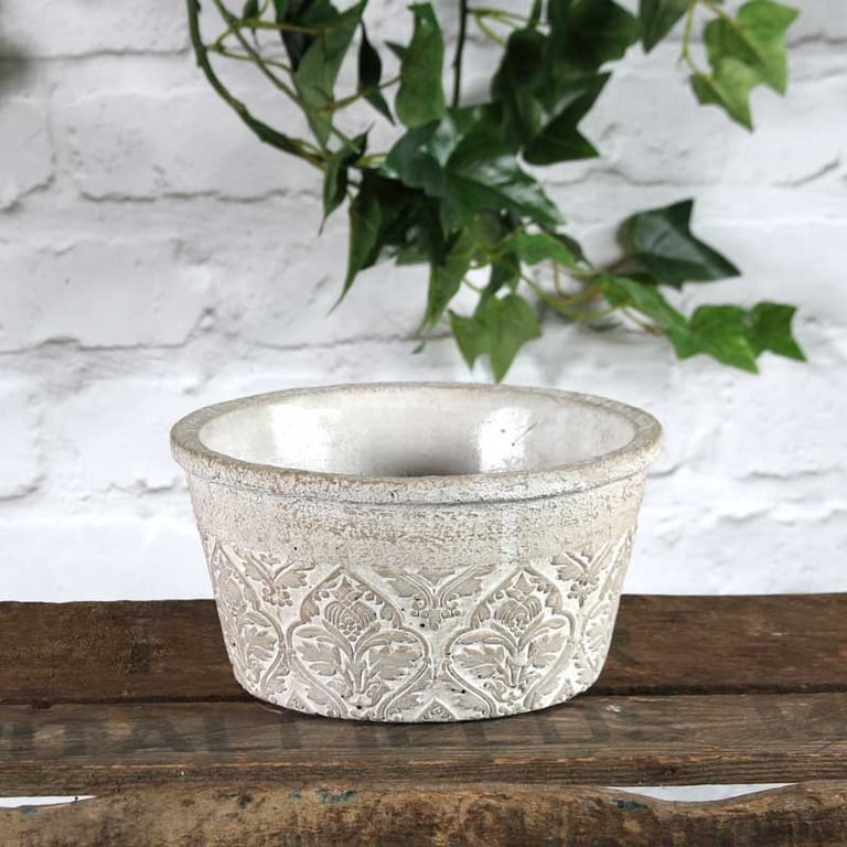 Baroque Flowerpot 19x10cm - Antique Style Garden Decoration Vase for Indoor Plants and Home Decor