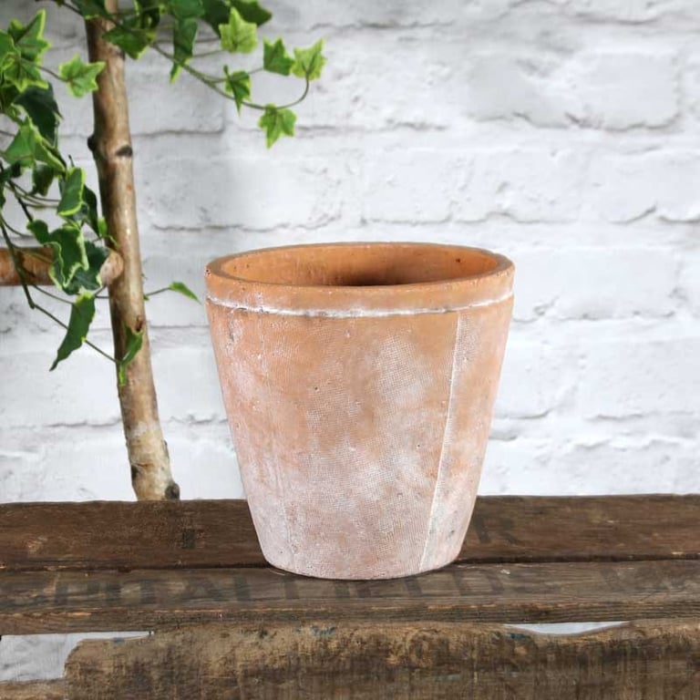 Rustic Ceramic Flowerpot 17.5cm - Home Garden Decor & Farmhouse Pottery