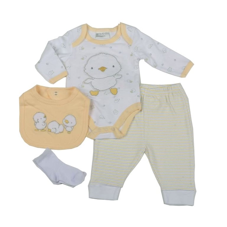 Watch Me Grown 4 Piece Chick Gift Set for Baby Girls (3-12 Months) - Adorable Infant Shower or Nursery Wear Outfits