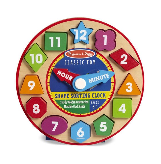 Melissa and Doug Shape Sorting Clock - Wooden Learning Toy for Cognitive Development in Kids