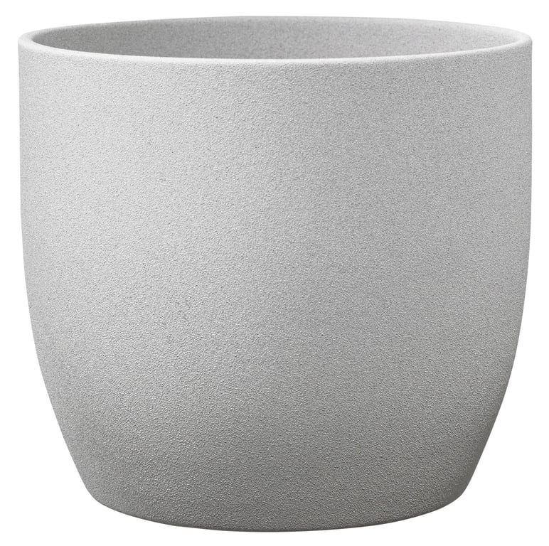 Basel Stone Ceramic Pot Light Grey - 16cm Indoor Planter Container