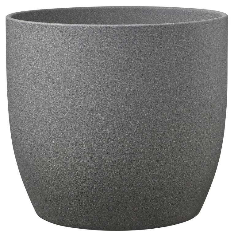Basel Stone Ceramic Pot Dark Grey - 19cm Indoor Plant Vase for Home Decor