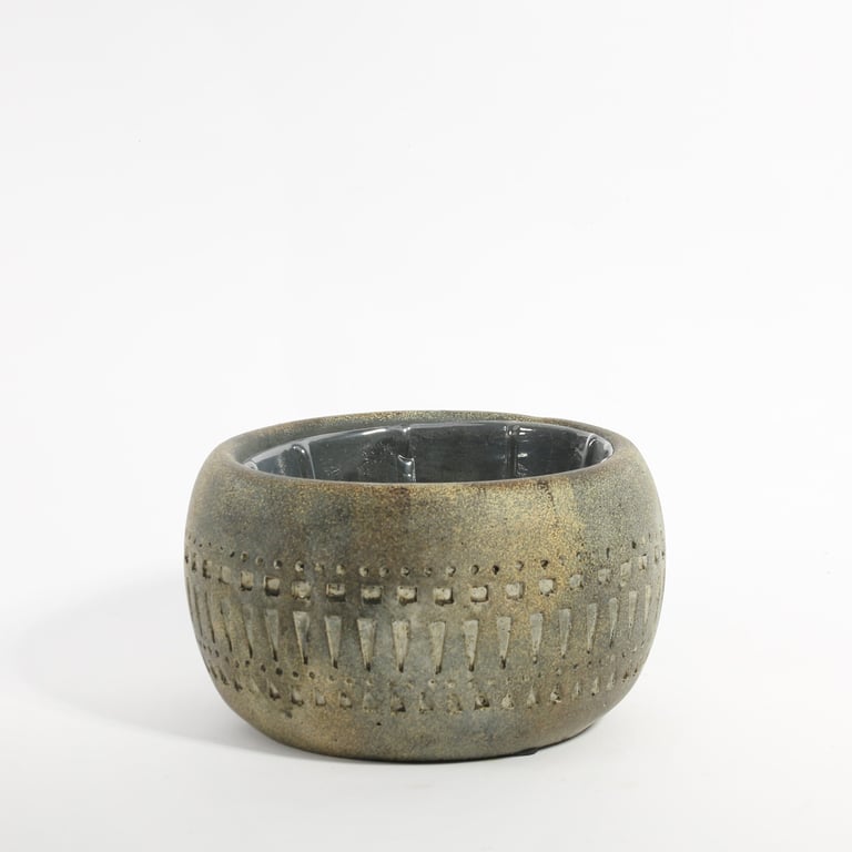 Totem Bowl Planter - 16cm Indoor Decorative Garden Planter Pot for Home and Office