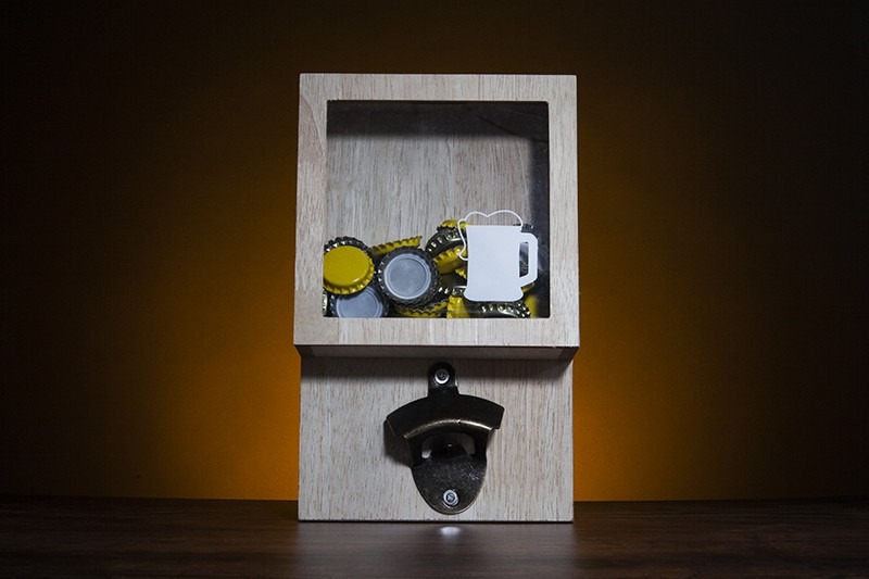 Wooden Bottle Cap Collector and Wine Opener - Assorted Designs Home Bar Essentials