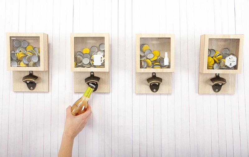 Wooden Bottle Cap Collector and Wine Opener - Assorted Designs Home Bar Essentials