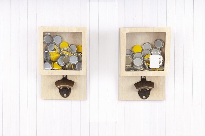 Wooden Bottle Cap Collector and Wine Opener - Assorted Designs Home Bar Essentials