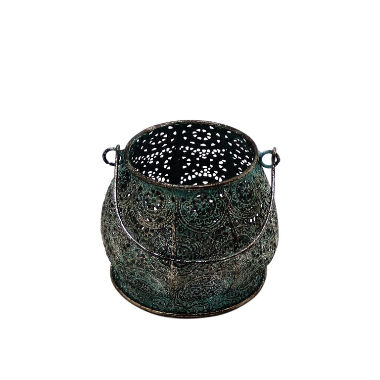 Marrakesh Candleholder with Handle - Elegant Moroccan Home Decor, 14cm Diameter