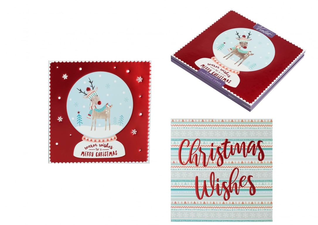 Cosy Christmas 10 Pack Festive Greeting Cards - Holiday Card Pack for Home Decor