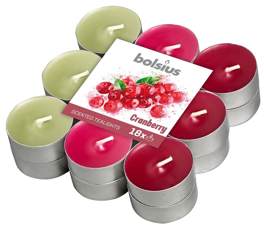 Fragranced Tealight Cranberry - Set of 18 Home Fragrance Candles