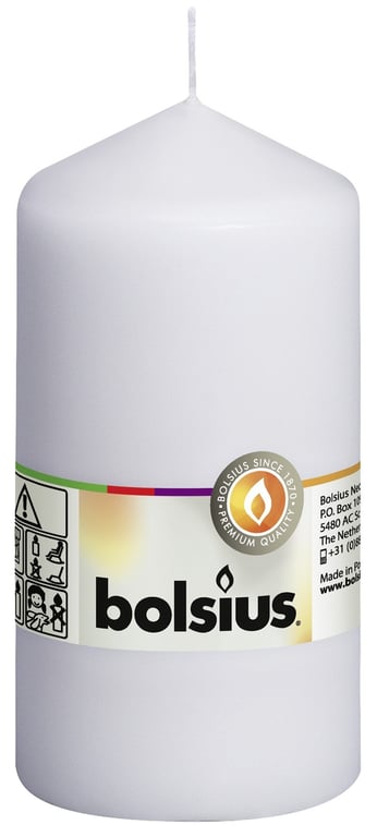 Bolsius White Pillar Candle - Elegant Home Decor 130mm x 68mm, Perfect for Bathroom or Living Space
