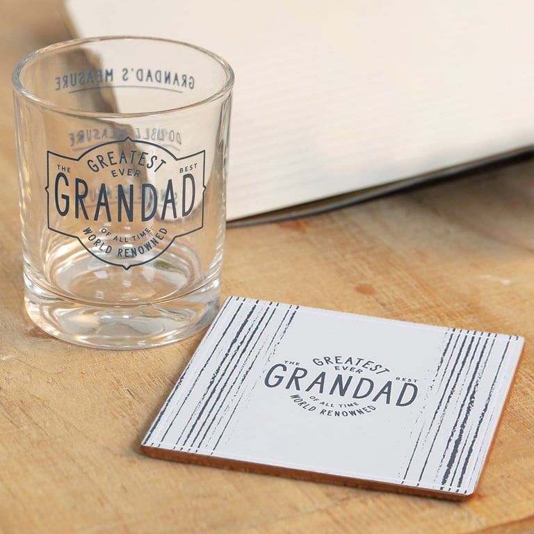 Whisky Glass & Coaster Gift Set - Grandad s Perfect Home Bar Accessory