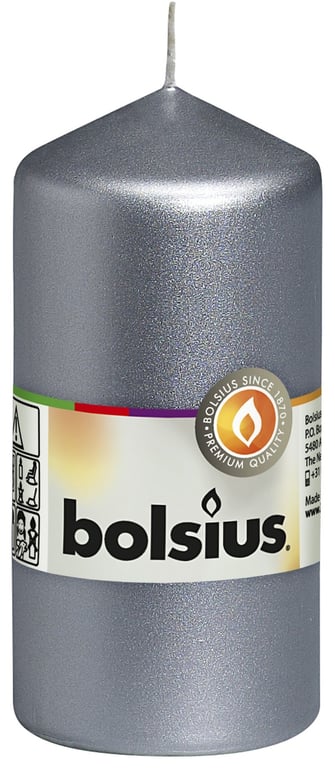 Silver Bolsius 120mm x 58mm Scented Pillar Candle - Luxurious Home Decor Gift