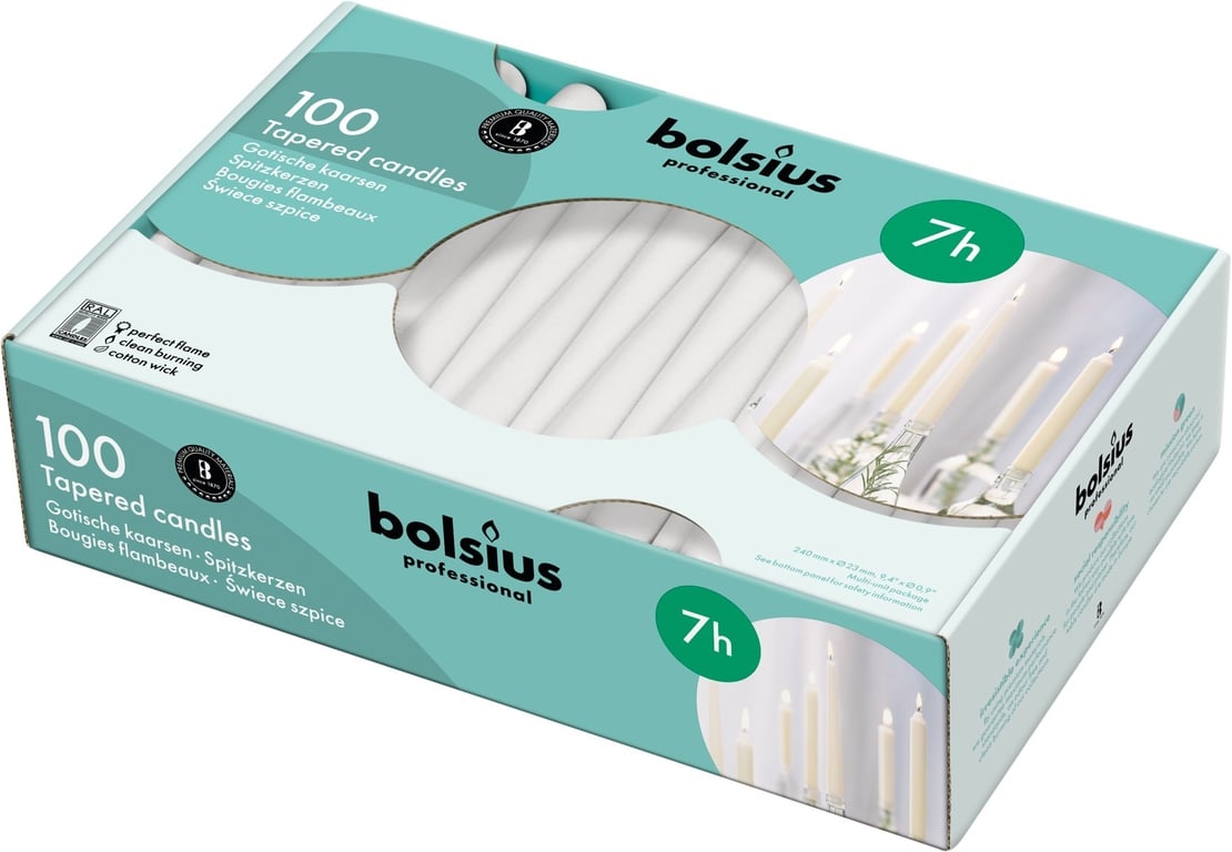 Bolsius 100ct White Tapered Candles - Home Decor Essentials