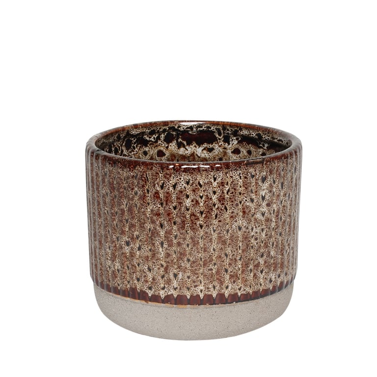 Brown Two-Tone 13cm Ceramic Pot - Elegant Home Decor and Kitchenware Accessory