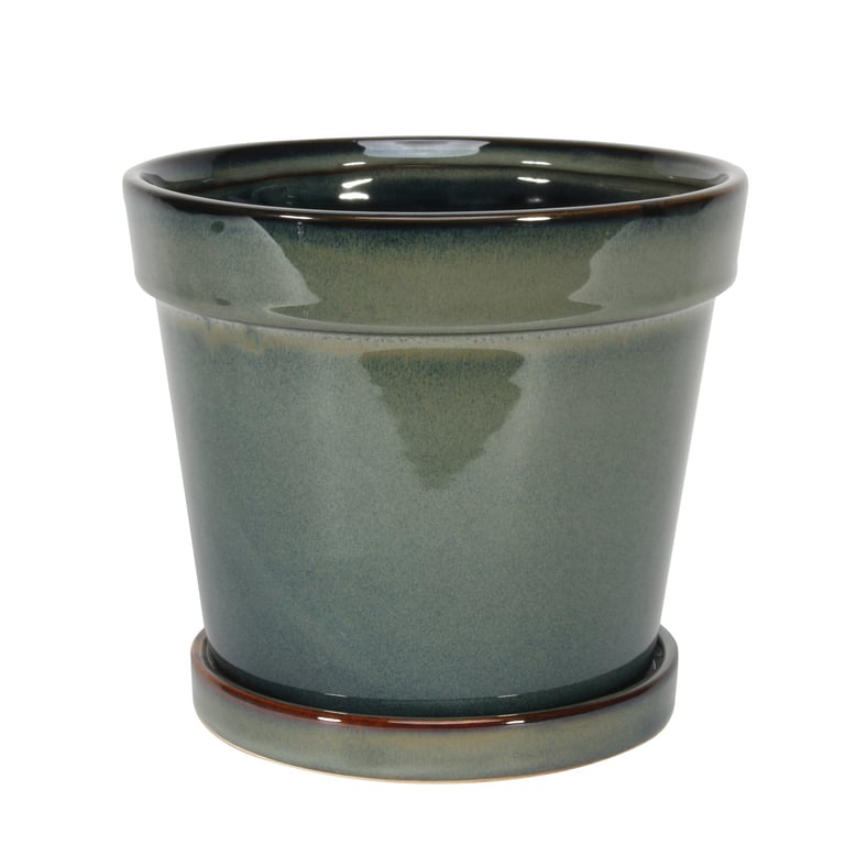 Green Vintage Ceramic Pot 17cm - Unique Indoor Plant Container for Home Decor