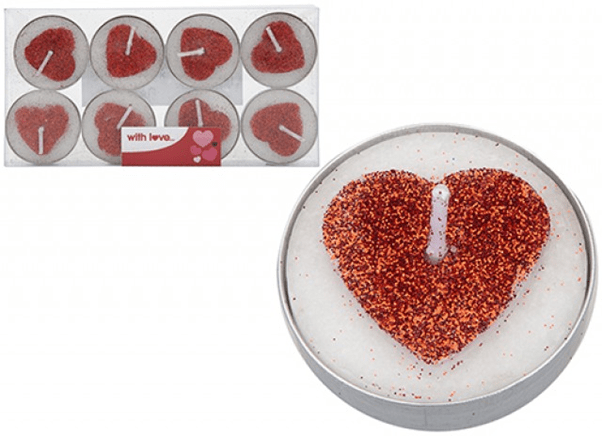 Glitter Heart Candle Pack - 8-Piece Set of Decorative Home Decor Candles for Parties and Valentine s Day Celebration