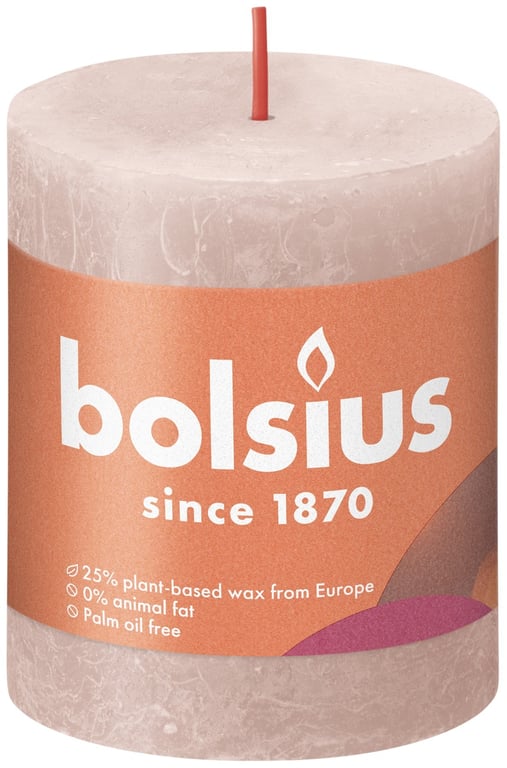 Misty Pink Bolsius Rustic Shine Pillar Candle - 80x68mm Home Decor Candle
