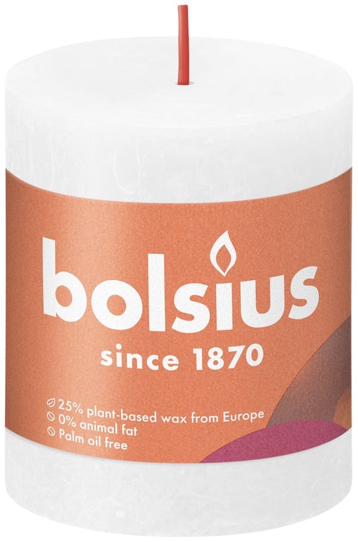 Cloudy White Bolsius Rustic Shine Pillar Candle - 80x68mm Home Decor Candle