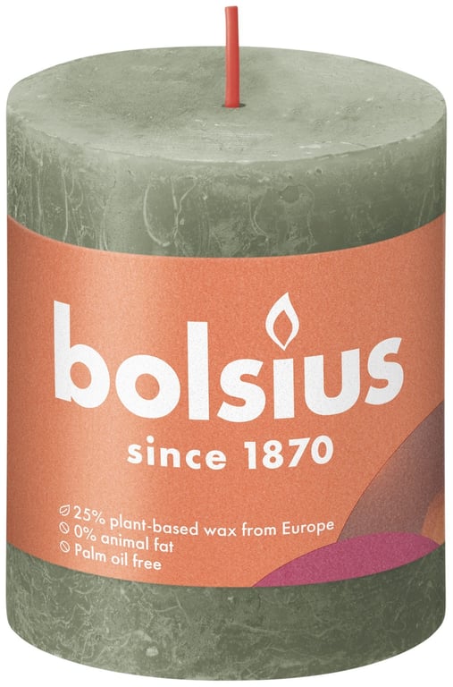 Fresh Olive Bolsius Rustic Shine Scented Pillar Candle - Home Decor Indoor Lighting