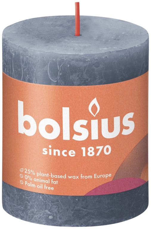 Twilight Blue Bolsius Rustic Shine 80mm x 68mm Pillar Candle - Perfect Home Decor Accent
