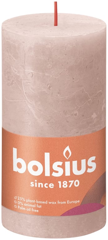 Misty Pink Bolsius Rustic Shine Pillar Candle - Ambiance Lighting for Home Decor