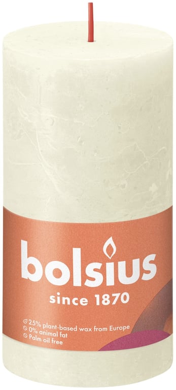 Soft Pearl Bolsius Rustic Shine Pillar Candle - Elegant 130x68mm Home Decor Candle