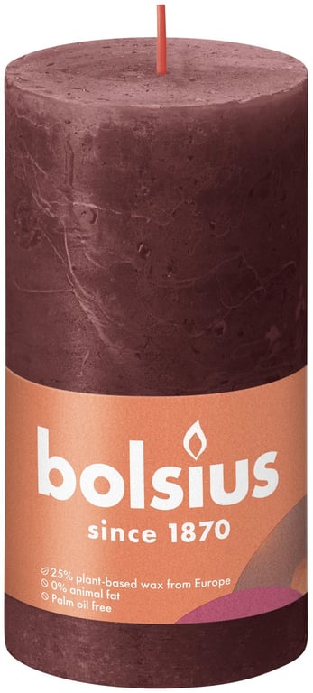 Velvet Red Bolsius Rustic Shine Pillar Candle - Elegant Home Decor Indoor Lighting