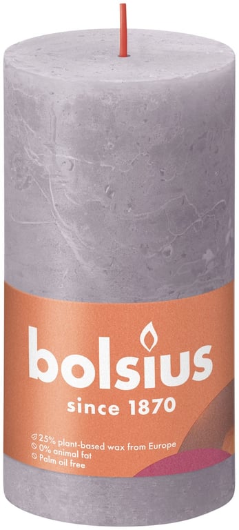 Bolsius Rustic Shine Frosted Lavender Pillar Candle - Home Fragrance for Relaxation