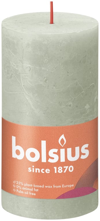 Foggy Green Bolsius Rustic Shine Pillar Candle - Elegant Home Decor Accent