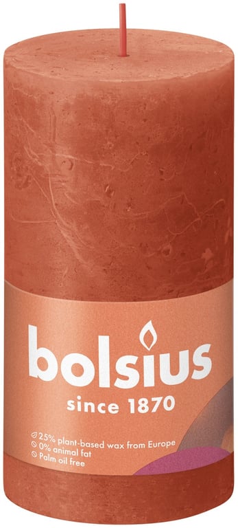 Bolsius Rustic Earthy Orange Shine Pillar Candle - Scented Home Fragrance Decor