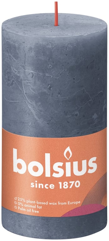 Bolsius Rustic Twilight Blue Shine 130mm Pillar Candle - Elegant Home Decor Lighting