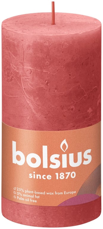 Blossom Pink Bolsius Rustic Shine Pillar Candle - 130 x 68mm Home Decor Accent