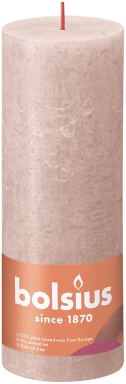Bolsius Misty Pink Rustic Shine Pillar Candle - Elegant Home Decor Addition