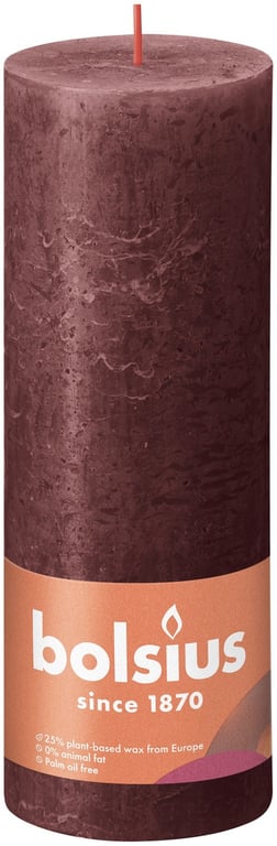 Bolsius Rustic Velvet Red Shine Pillar Candle - Elegant Home Decor Accent