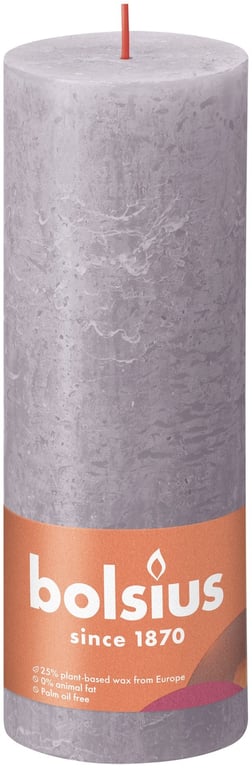 Bolsius Rustic Shine Frosted Lavender Pillar Candle - Elegant Home Decor Candle Holder