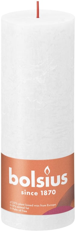 Cloudy White Bolsius Rustic Shine Pillar Candle - Elegant Home Decor for a Warm Ambiance, 190 x 68mm Diameter