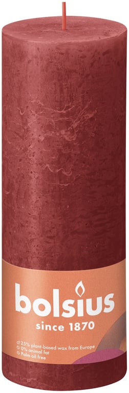 Bolsius Rustic Shine Red Pillar Candle, 190x68mm, Elegant Home Decor Candle