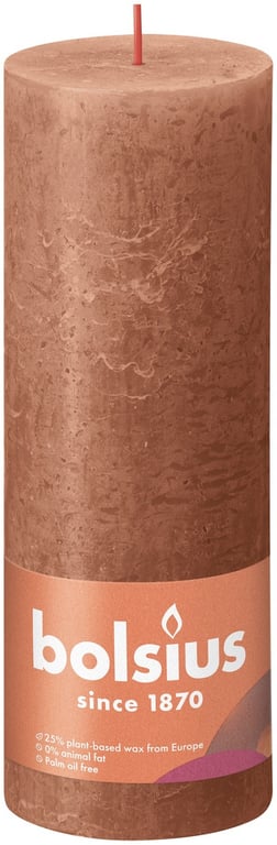 Bolsius Rustic Rusty Pink Shine Pillar Candle - Elegant Home Decor Accents for Garden and Living Spaces