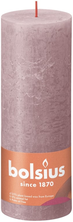 Bolsius Rustic Ash Rose Shine Pillar Candle - Elegant Home Decor and Fragrance Gift