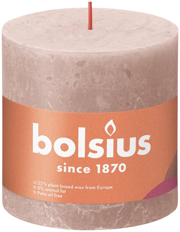 Misty Pink Bolsius Rustic Shine 100mm Pillar Candle - Home Decor Candle